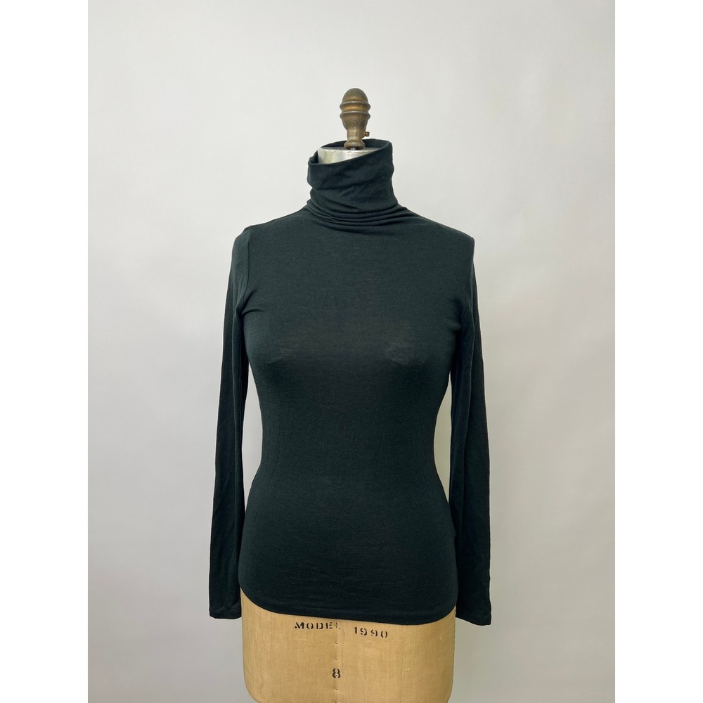 Club Monaco Womens Wool Cashmere Blend Turtleneck Top Green Size M Long Sleeve
